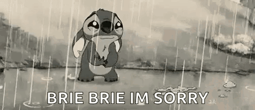 A Black And White Cartoon Of Stitch Standing In The Rain . GIF