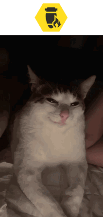A Black And White Cat Is Sitting On A Bed Next To A Yellow Sign That Says ' Fire ' GIF