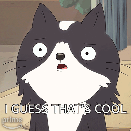 A Black And White Cat Says I Guess That 'S Cool On The Bottom GIF