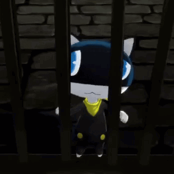 A Black And White Cat With Blue Eyes Is Behind Bars . GIF