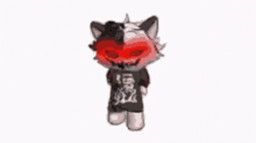 A Black And White Cat With Red Hair And A Black Shirt GIF