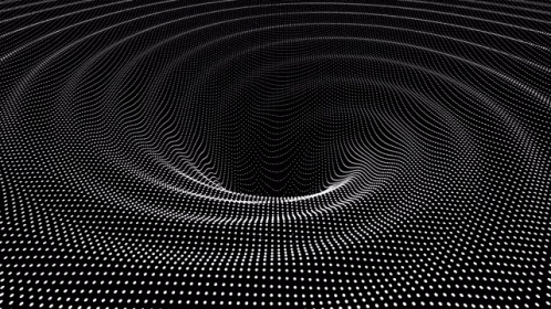 A Black And White Cgi Motion Graphics And Animated Background Of A Wormhole Filled With Dots . GIF