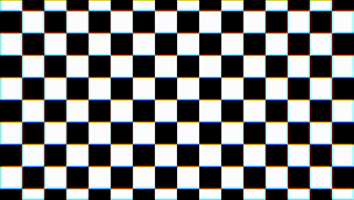 A Black And White Checkered Pattern With A Rainbow Colored Background GIF