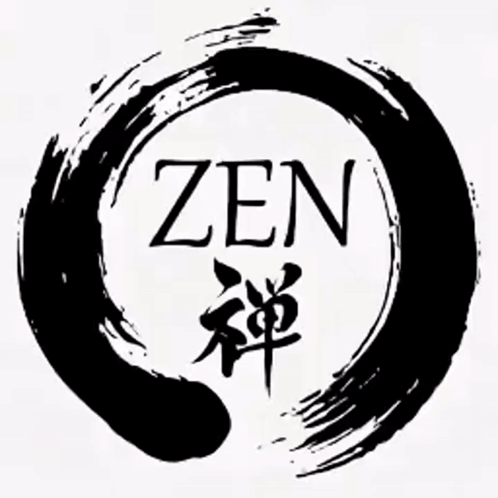 A Black And White Circle With The Word Zen In The Center GIF