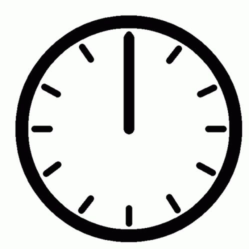 A Black And White Clock On A White Background Shows That It Is Almost 5:00 GIF