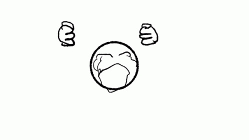 A Black And White Drawing Of A Ball With A Face On It GIF