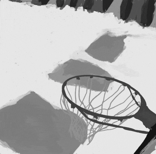 A Black And White Drawing Of A Basketball Net GIF