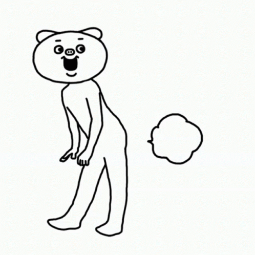 A Black And White Drawing Of A Bear With A Speech Bubble GIF