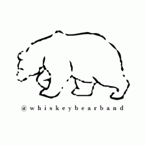 A Black And White Drawing Of A Bear With Whiskey Bearband Written Below It GIF