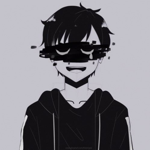 A Black And White Drawing Of A Boy With A Hoodie On GIF