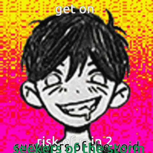 A Black And White Drawing Of A Boy With A Smiley Face On A Colorful Background GIF