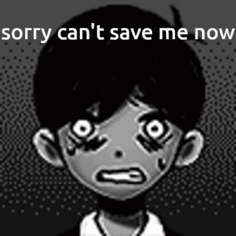 A Black And White Drawing Of A Boy With Big Eyes And The Words Sorry Can 'T Save Me Now GIF