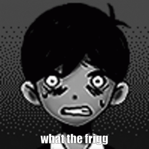 A Black And White Drawing Of A Boy With Big Eyes And The Words What The Frigg . GIF
