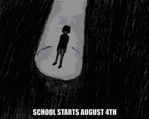 A Black And White Drawing Of A Boy With His Hands On His Head . GIF