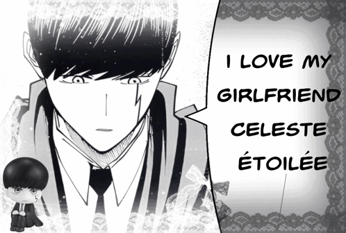 A Black And White Drawing Of A Boy With The Words I Love My Girlfriend Celeste Etoilee GIF