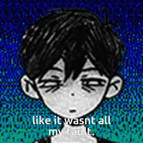 A Black And White Drawing Of A Boy With The Words `` Like It Wasnt All My Fault '' GIF
