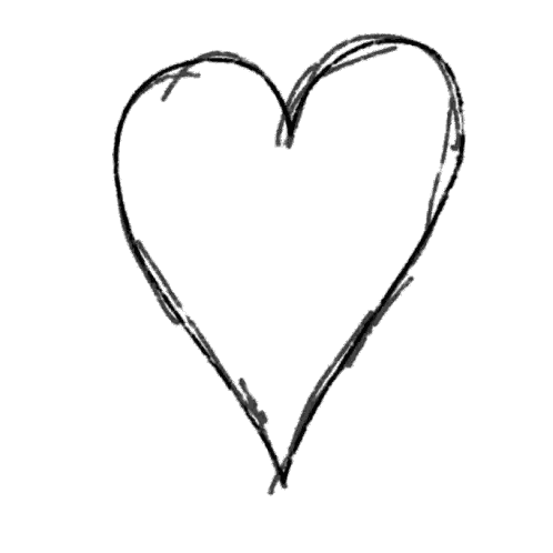 a black and white drawing of a broken heart with a white background