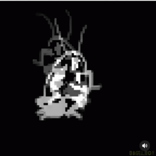 A Black And White Drawing Of A Bug With A Sound Button GIF