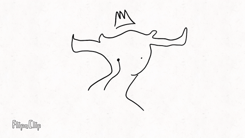 A Black And White Drawing Of A Bull Wearing A Crown GIF