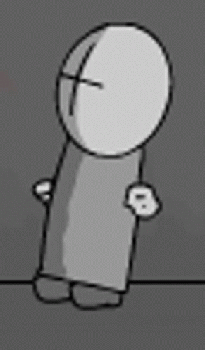 A Black And White Drawing Of A Cartoon Character With A Cross On His Face . GIF
