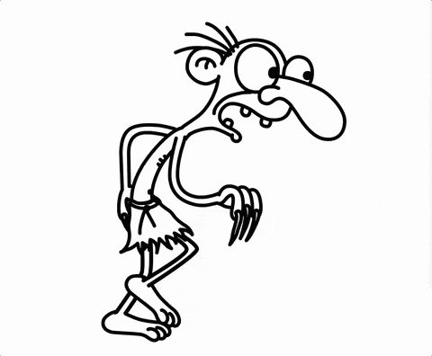 A Black And White Drawing Of A Cartoon Character With A Large Nose GIF