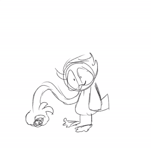 A Black And White Drawing Of A Cartoon Character With A Long Tail GIF