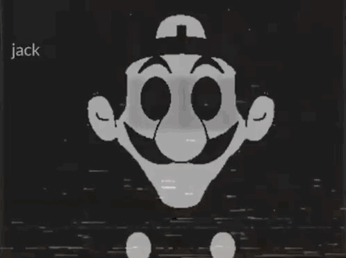 A Black And White Drawing Of A Cartoon Character With A Mustache And A Hat . GIF