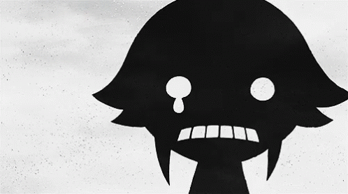 A Black And White Drawing Of A Cartoon Character With A Tear Coming Out Of His Eye GIF