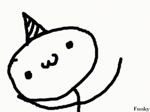 A Black And White Drawing Of A Cartoon Character With The Word Funky Underneath It GIF