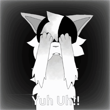 A Black And White Drawing Of A Cat Covering Its Eyes With Its Paws And The Words Yuh Uh Written Below It GIF
