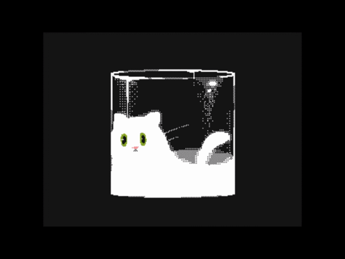 A Black And White Drawing Of A Cat Inside A Glass GIF