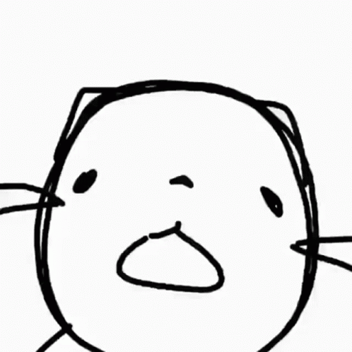 A Black And White Drawing Of A Cat 'S Face With A Triangle In The Middle . GIF