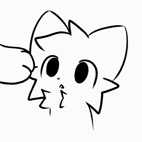 A Black And White Drawing Of A Cat 'S Face With Its Mouth Open GIF