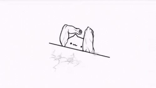 A Black And White Drawing Of A Cat With A Red Ribbon Around Its Neck And The Word Want Written Below It . GIF