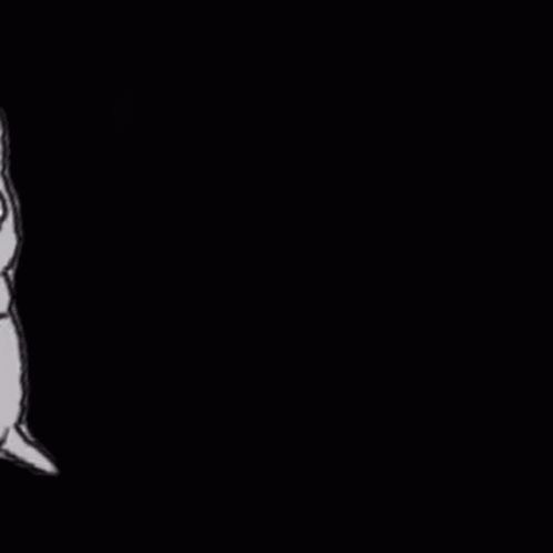 A Black And White Drawing Of A Cat With Big Eyes And A Black Background . GIF