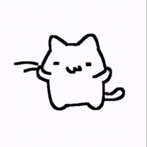 A Black And White Drawing Of A Cat With Big Eyes And A Funny Face . GIF