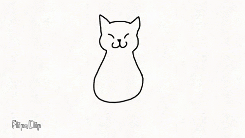 A Black And White Drawing Of A Cat With Horns On Its Head GIF