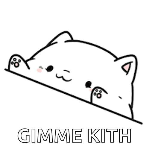 A Black And White Drawing Of A Cat With The Words Gimme Kith Above It GIF