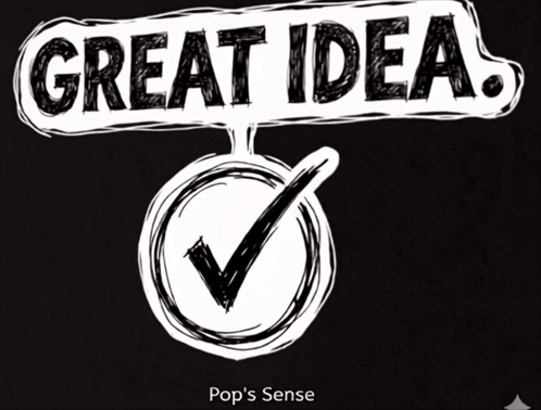A Black And White Drawing Of A Check Mark With The Words Great Idea Above It GIF