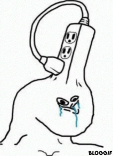 A Black And White Drawing Of A Chicken With A Plug Coming Out Of It . GIF