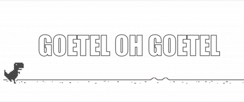 A Black And White Drawing Of A Dinosaur With The Words Goetele Oh Goetele Written Below It . GIF