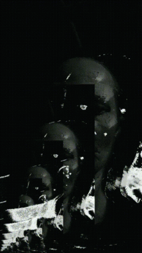 A Black And White Drawing Of A Face With A Clock On It GIF
