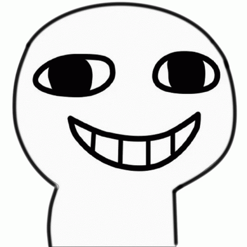 a black and white drawing of a face with big teeth