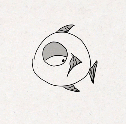 A Black And White Drawing Of A Fish With A Circle In The Middle GIF