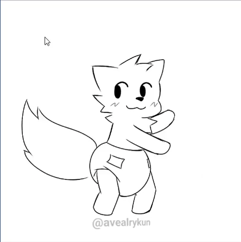 A Black And White Drawing Of A Fox Wearing A Diaper . GIF
