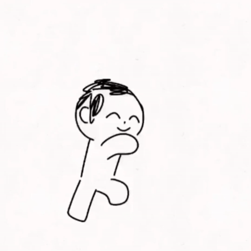 A Black And White Drawing Of A Gingerbread Man With Headphones On . GIF