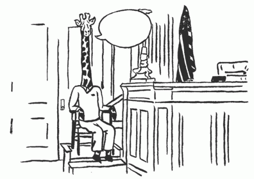 A Black And White Drawing Of A Giraffe With A Speech Bubble That Says " I Plead The Fifth " GIF