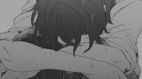 A Black And White Drawing Of A Girl Hugging A Man In The Rain GIF