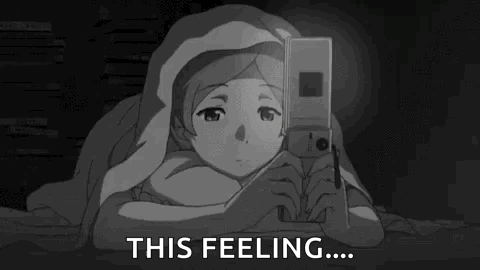 a black and white drawing of a girl laying under a blanket looking at a cell phone .