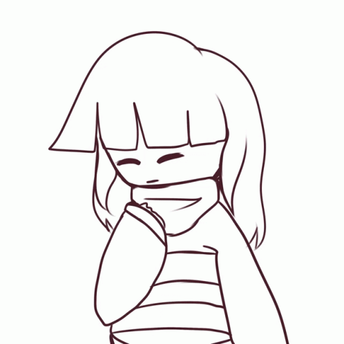 A Black And White Drawing Of A Girl Wearing A Scarf GIF